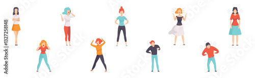 Angry and Furious People Characters Shouting and Steaming Vector Set