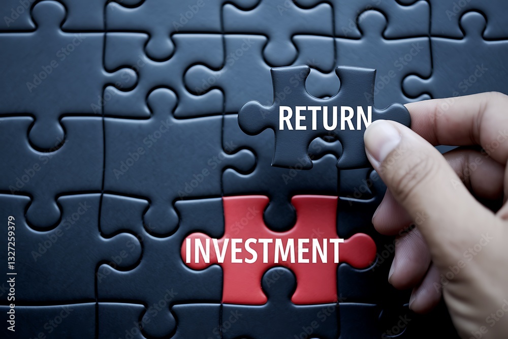 ROI Concept in Puzzle Form – Hand Placing Final Piece Connecting ROI Concept in Puzzle Form – Hand Placing Final Piece Connecting