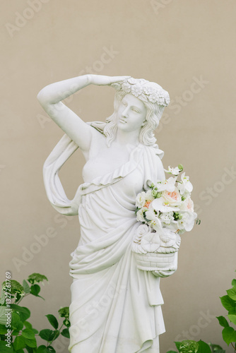 Romantic Marble Sculpture With Floral Crown