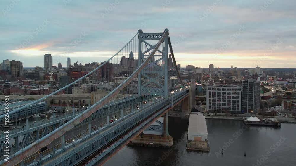 Aerial Twilight Over Ben Franklin Bridge & Philadelphia Skyline Aerial Twilight Over Ben Franklin Bridge & Philadelphia Skyline
