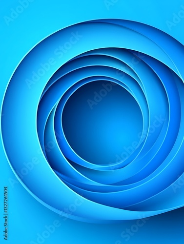 Abstract blue rings background design with layered effect for technology