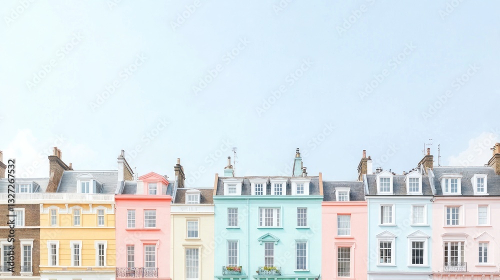 Colorful Row Houses Against a Clear Sky Colorful Row Houses Against a Clear Sky