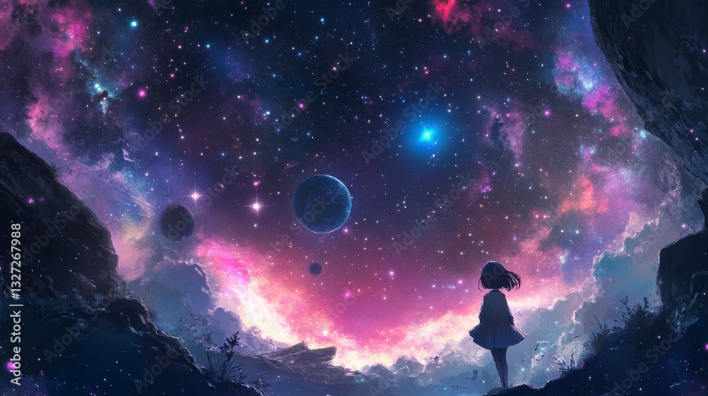 Picture of space with stars and planets, showing the vastness and endless possibilities of the universe. Picture of space with stars and planets, showing the vastness and endless possibilities of the universe.