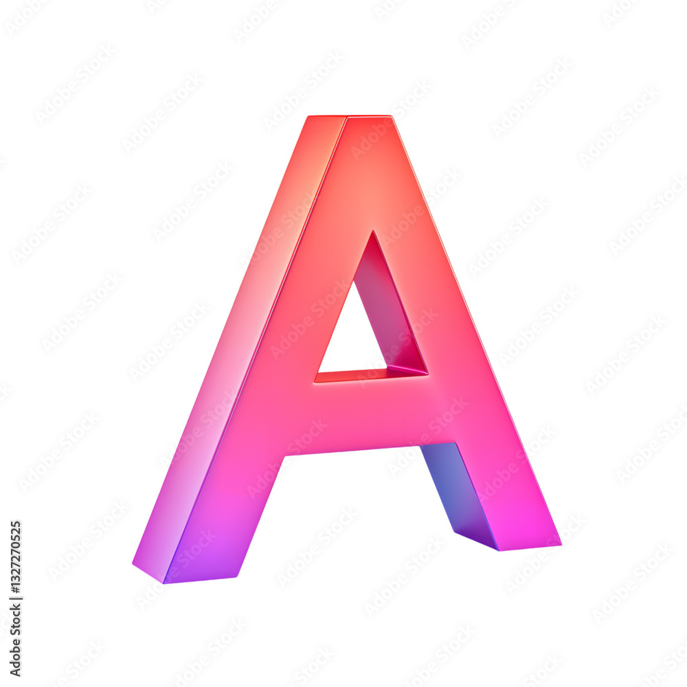A large illuminated letter A with gradient colored lights A large illuminated letter A with gradient colored lights