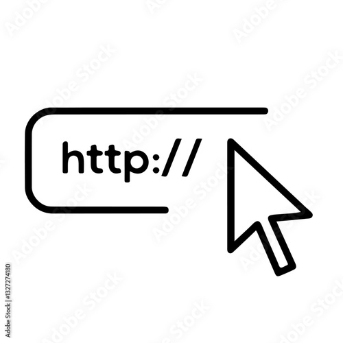 URL Text "http://" with Cursor Arrow Next to It. Information Search, Internet, Website Navigation.

