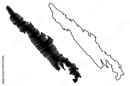 Ugljan island (Republic of Croatia, Adriatic Sea, Zadar Archipelago) map vector illustration, scribble sketch Ugljan map