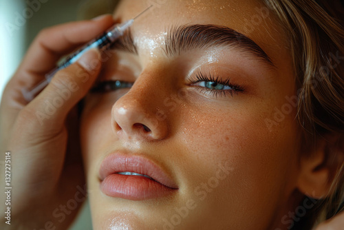 Obraz na płótnie Woman gets beauty shot at cosmetologist's salon w salonie