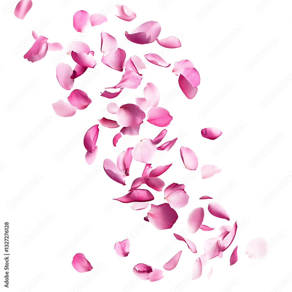 Obraz premium Flying pink petals isolated on transparent background
