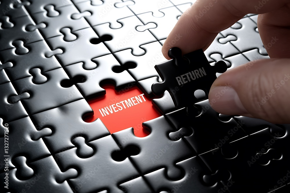 ROI Concept in Puzzle Form – Hand Placing Final Piece Connecting ROI Concept in Puzzle Form – Hand Placing Final Piece Connecting
