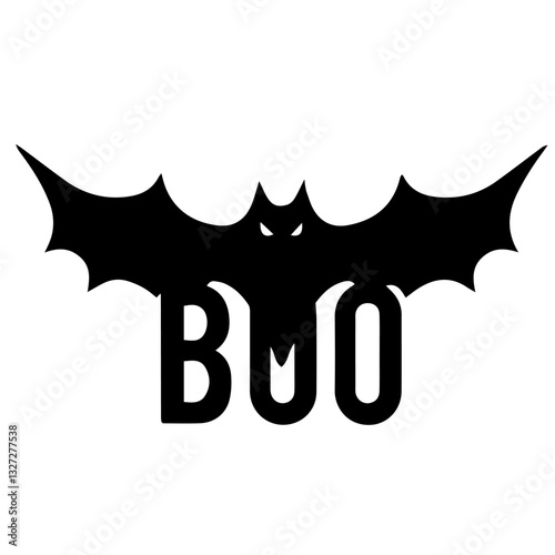 Halloween Bat with "BOO" Word in its Body, Eyes and Tail for Spooky October Vibes