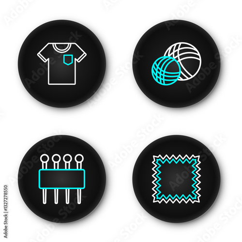 Set line Leather, Needle for sewing, Yarn ball and T-shirt icon. Vector