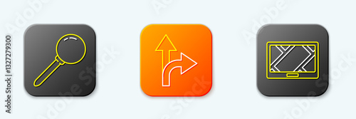 Free Download Set line Push pin, Road traffic sign and Gps device with map icon. Vector - GFXLoad