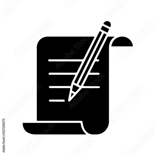 Sheet of paper with lines of text and a pencil diagonally across, symbolizing writing, documents, and important records.