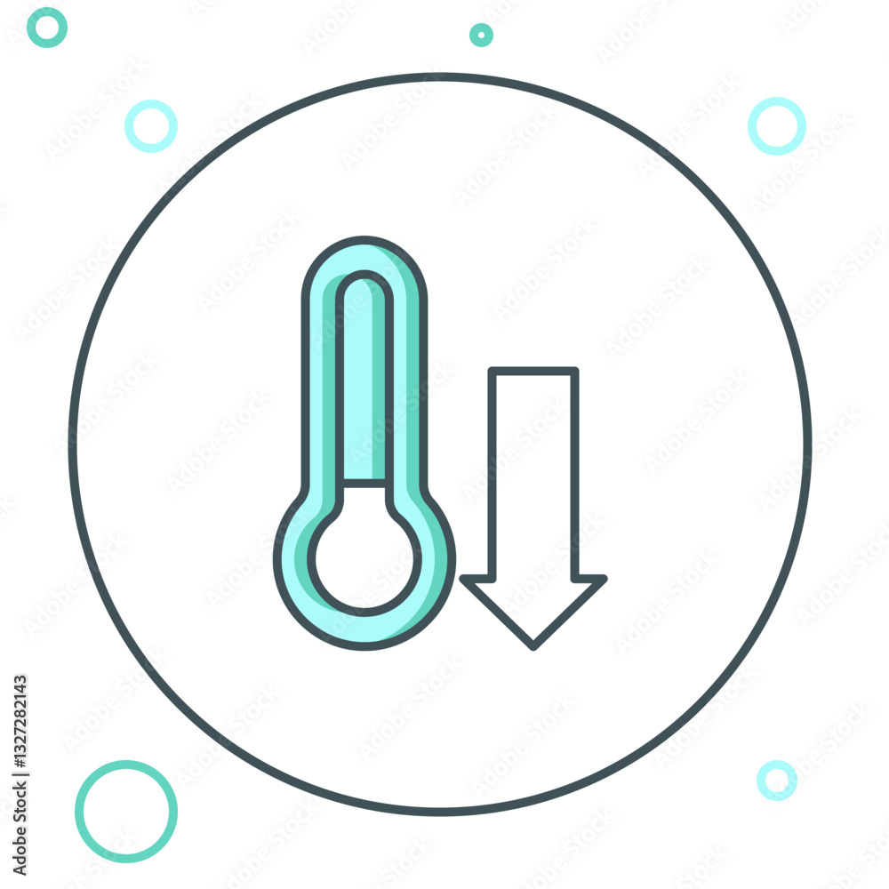 Line Meteorology thermometer measuring icon isolated on white background. Thermometer equipment showing hot or cold weather. Colorful outline concept. Vector Line Meteorology thermometer measuring icon isolated on white background. Thermometer equipment showing hot or cold weather. Colorful outline concept. Vector