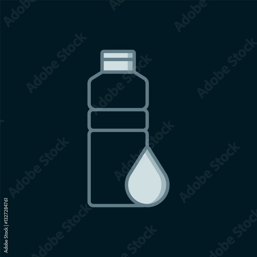 Line Fitness shaker icon isolated on black background. Sports shaker bottle with lid for water and protein cocktails. Flat filled outline style with shadow. Vector