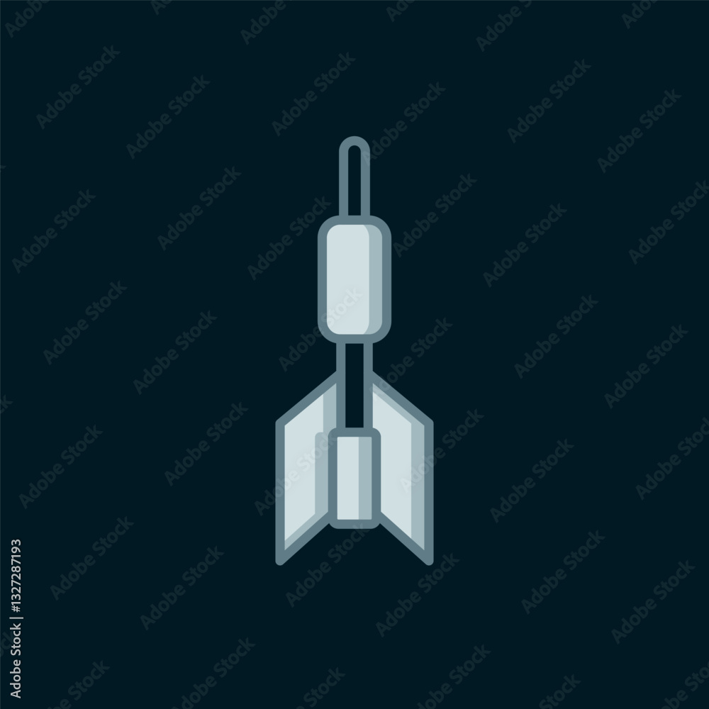 Line Dart arrow icon isolated on black background. Flat filled outline style with shadow. Vector Line Dart arrow icon isolated on black background. Flat filled outline style with shadow. Vector