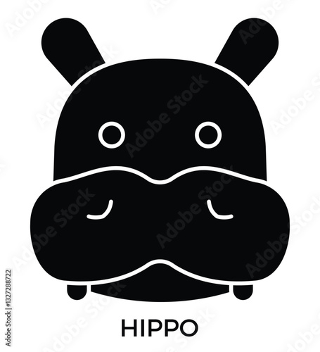 Cute hippo face icon.by kus wandoko