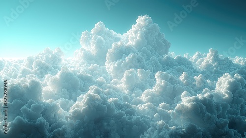Aerial View of Majestic Cumulus Cloudscape,  Fluffy White and Gray Clouds, Dramatic Light and Shadow, Stunning Texture, Heavenly Atmosphere, Epic Cloud Formation