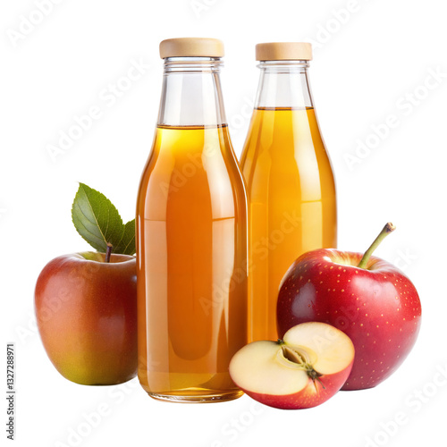 Fresh apple juice with ripe apples in a bottle a healthy and refreshing beverage