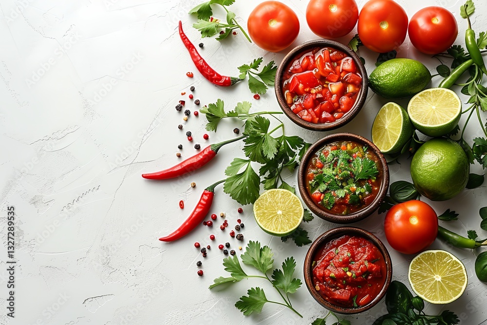 Fresh Salsa Ingredients on White Background