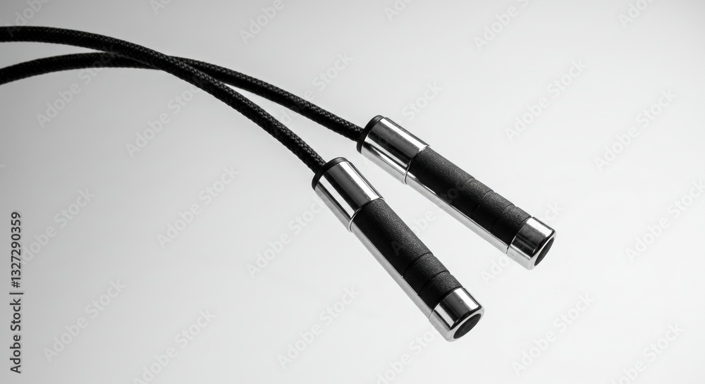Jump Rope with Metallic Handles on a Clean Background Jump Rope with Metallic Handles on a Clean Background