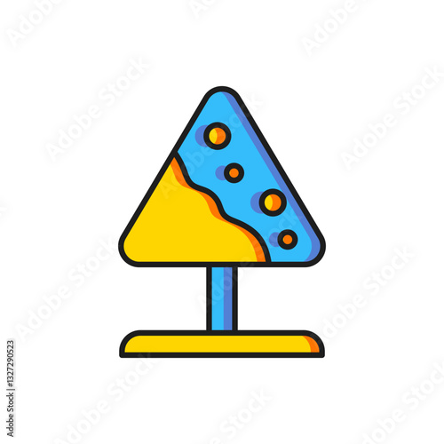 Color Road sign avalanches icon isolated on white background. Snowslide or snowslip rapid flow of snow down a sloping surface. Flat filled outline style with shadow. Vector