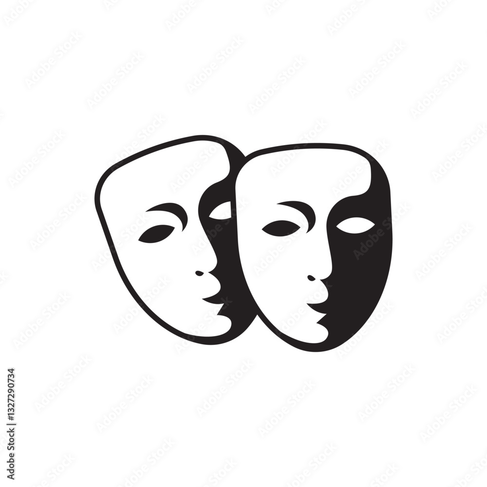 Theater mask icon ,face mask icon isolated on white background Theater mask icon ,face mask icon isolated on white background