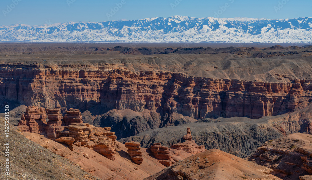 The famous Valley of Castles in the Charyn River Canyon in southeastern Kazakhstan The famous Valley of Castles in the Charyn River Canyon in southeastern Kazakhstan