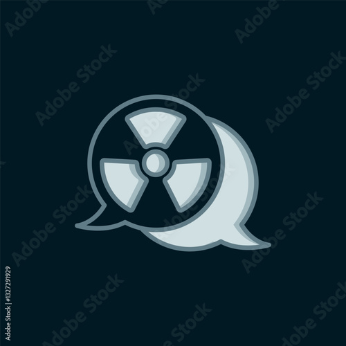 Line Radioactive icon isolated on black background. Radioactive toxic symbol. Radiation Hazard sign. Flat filled outline style with shadow. Vector