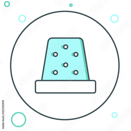 Line Thimble for sewing icon isolated on white background. Colorful outline concept. Vector