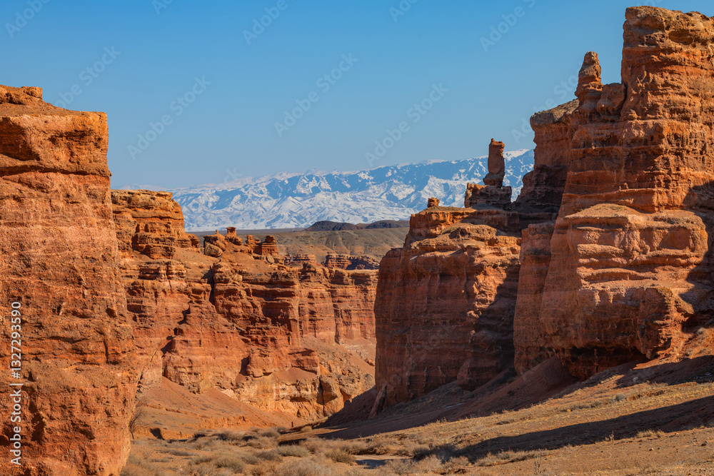 The famous Valley of Castles in the Charyn River Canyon in southeastern Kazakhstan The famous Valley of Castles in the Charyn River Canyon in southeastern Kazakhstan