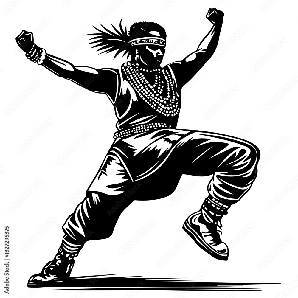 Obraz premium Silhouette of a Dancer Highlighting Energetic Hip Movements and Rhythmic Step