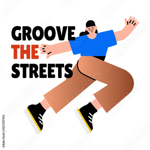 Flat sticker of a character doing dance move