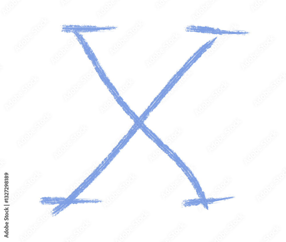 Abstract element hand-drawn brush pencil texture strokes letter X