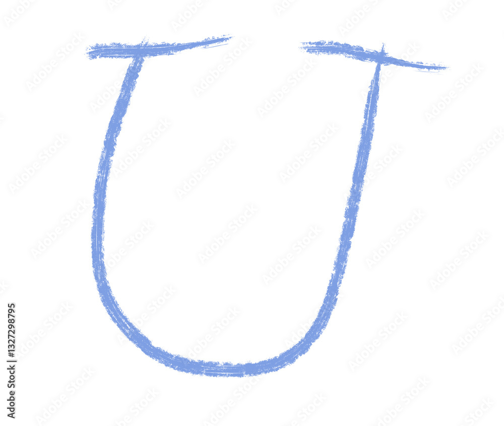Abstract element hand-drawn brush pencil texture strokes letter U