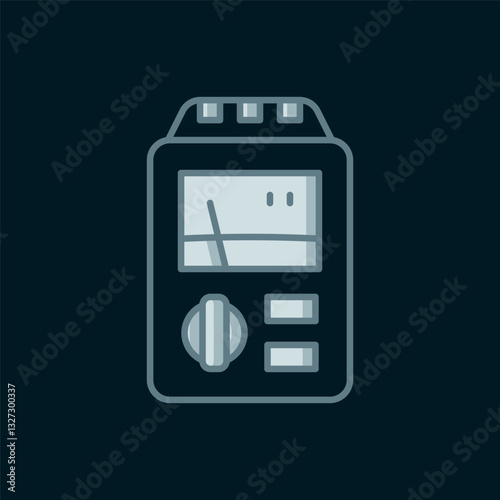 Line Dosimeter for measuring radiation icon isolated on black background. Gamma radiation personal dosimeter. Flat filled outline style with shadow. Vector