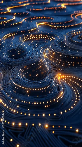 Wallpaper Mural Abstract Digital Landscape: Glowing Circuitry Pathways Torontodigital.ca