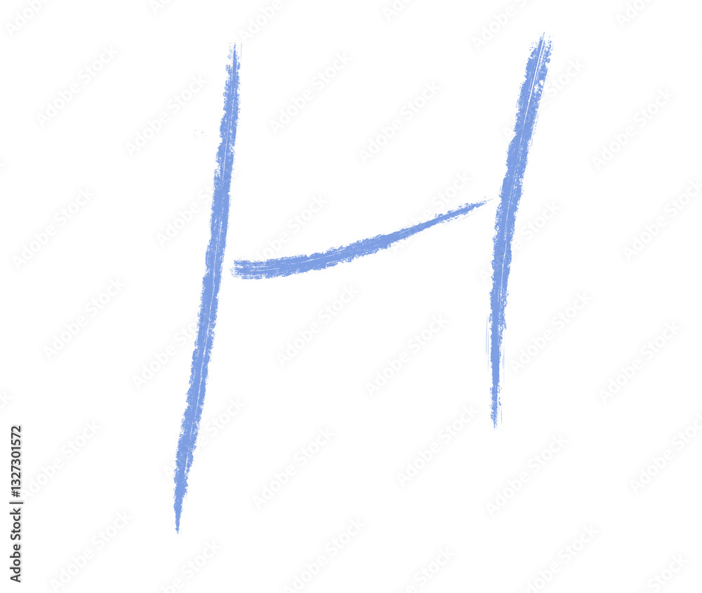 Abstract element hand-drawn brush pencil texture strokes letter H