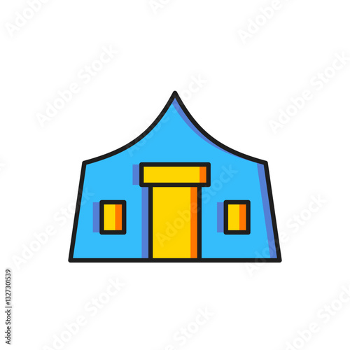Color Tourist tent icon isolated on white background. Camping symbol. Flat filled outline style with shadow. Vector