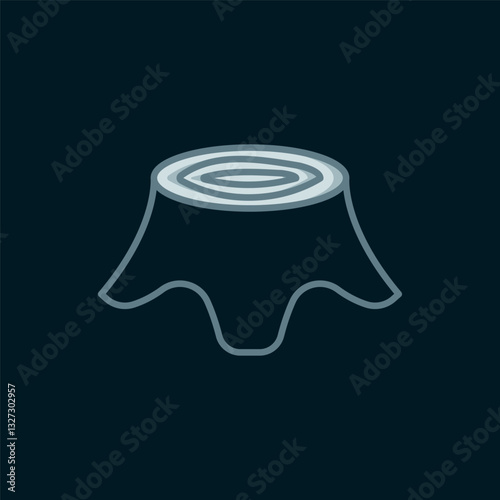 Line Tree stump icon isolated on black background. Flat filled outline style with shadow. Vector