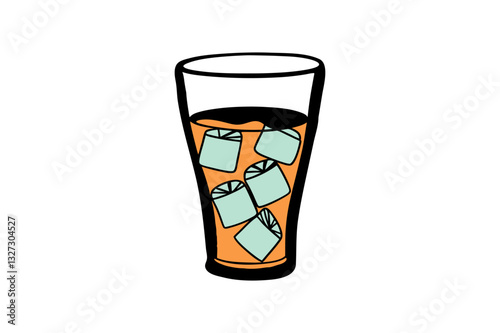 glass of water black and white silhouette  line art vector illustration isolated on background.