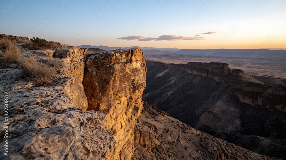 Fototapeta premium Majestic view of rugged cliffs at sunset highlighting natural beauty and dramatic landscape : Generative AI