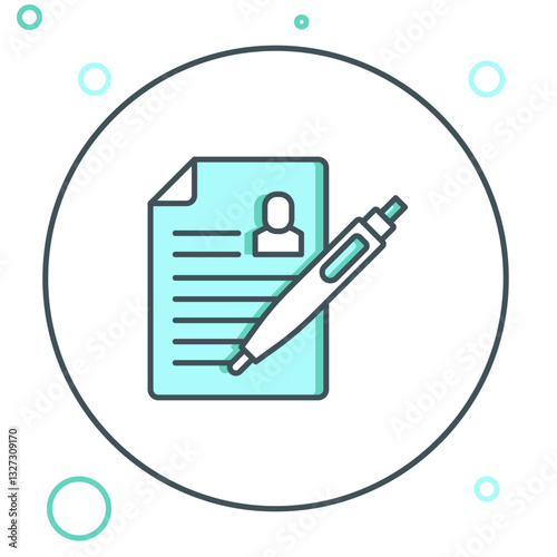 Line Resume icon isolated on white background. CV application. Searching professional staff. Analyzing personnel resume. Colorful outline concept. Vector