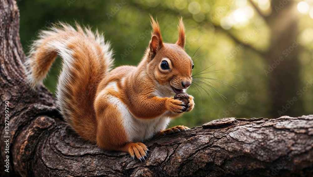 Obraz premium squirrel eating nut