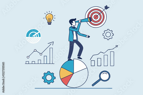 Data analysis, datum analytics or customer insight, graph and chart statistics diagram, forecasting model, predictive or data visualization concept, businessman working with data on computer laptop.