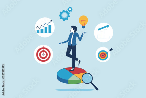 Data analysis, datum analytics or customer insight, graph and chart statistics diagram, forecasting model, predictive or data visualization concept, businessman working with data on computer laptop.