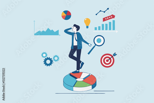 Data analysis, datum analytics or customer insight, graph and chart statistics diagram, forecasting model, predictive or data visualization concept, businessman working with data on computer laptop.