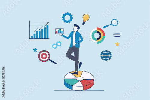 Data analysis, datum analytics or customer insight, graph and chart statistics diagram, forecasting model, predictive or data visualization concept, businessman working with data on computer laptop.