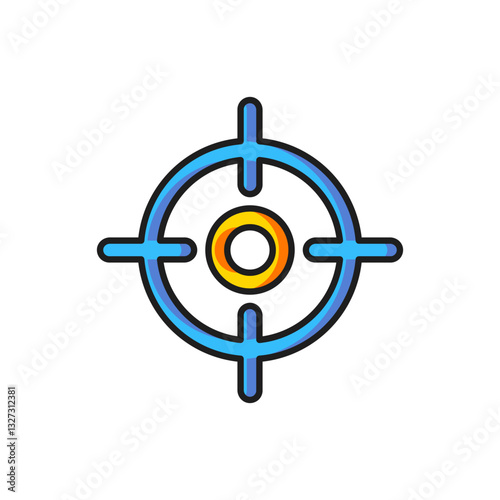 Color Target sport icon isolated on white background. Clean target with numbers for shooting range or shooting. Flat filled outline style with shadow. Vector