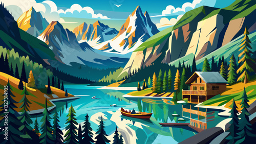 Amazing view of Lago di Braies (Pragser Wildsee), most beautiful lake in South Tirol, Dolomites mountains, Italy. Popular tourist attraction. Beautiful